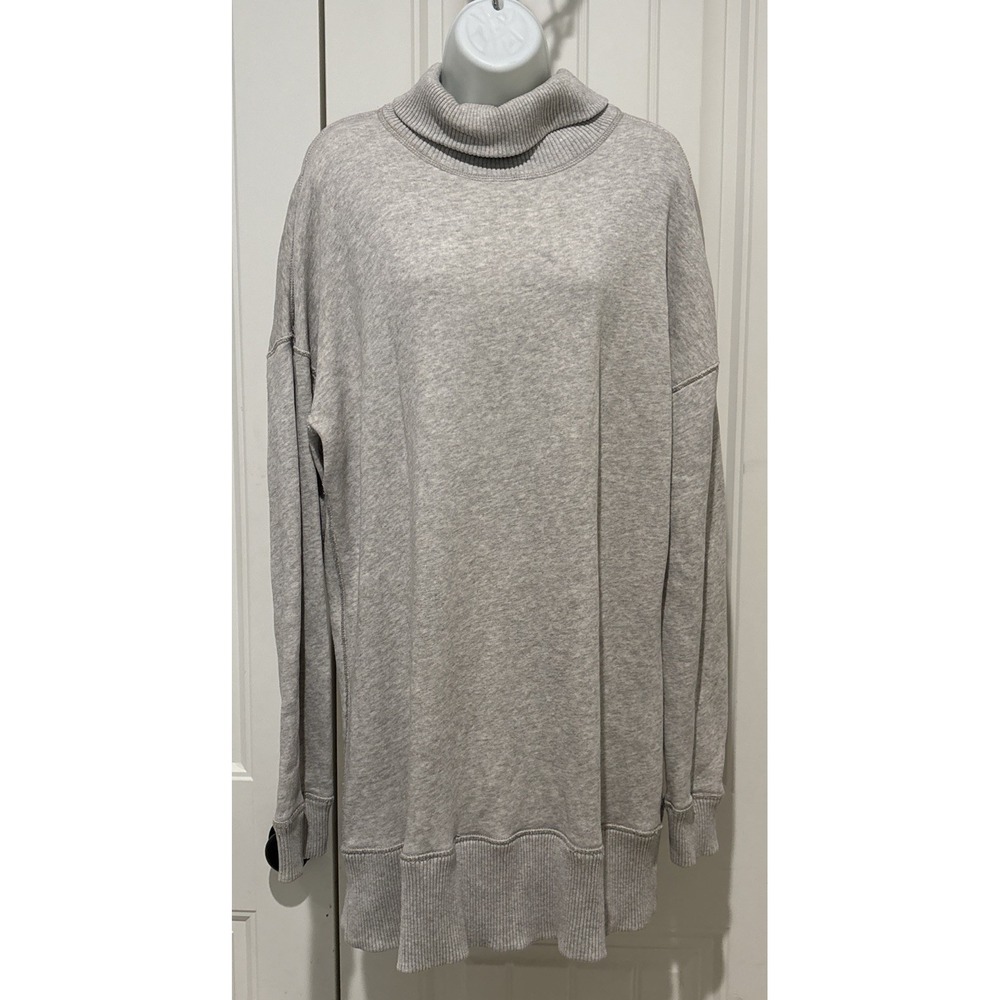 Ralph Lauren womens turtle neck Extra long sweatshirt large gray 33"
